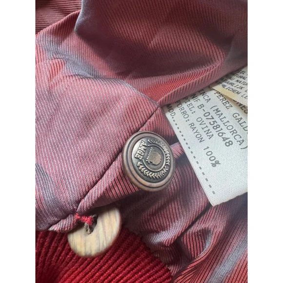 Vintage AMGE Red Leather Knit Bomber Jacket XL Made in Spain